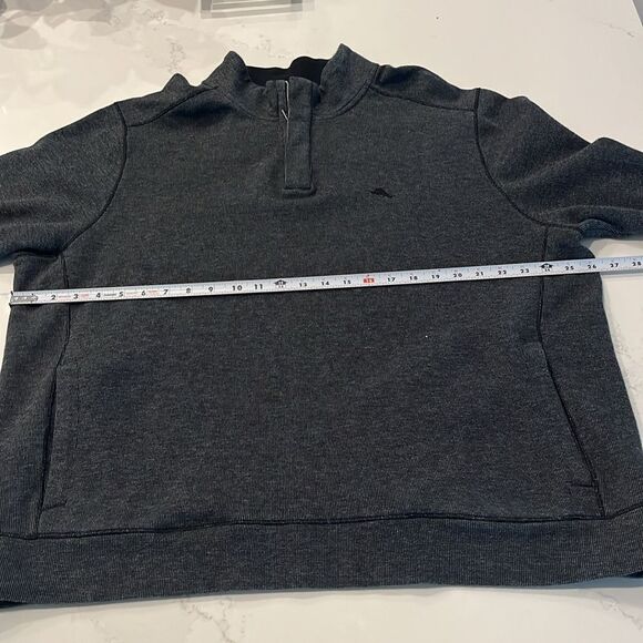 Tommy Bahama Dark Grey LS 1/4 zip Sweater - Picture 4 of 7